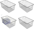 16inch Freezer Wire Storage Organizer Baskets, Household Refrigerator Bin with Built-in Handles for Cabinet, Pantry, Closet, Bedroom Black,4pack by Y.Z.Bros