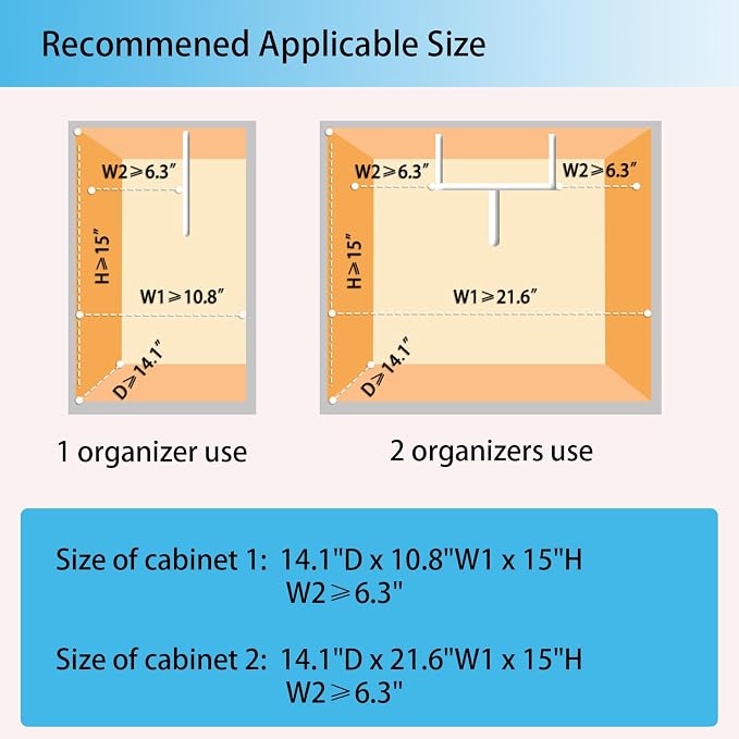 TATAANTY Under Sink Organizer 2 Pack, 2 Tier Metal Under the Sink Storage, Heavy Duty Slide out Pull out Cabinet Organizer, Height Adjustable for Kitchen Bathroom Pantry Closet Organization Rack - Image 8