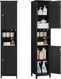67" Tall Bathroom Cabinet with Adjustable Shelves and Doors | Narrow Bathroom Storage Cabinet for Small Space, Living Room, Entryway, Kitchen, Black by TEENFON
