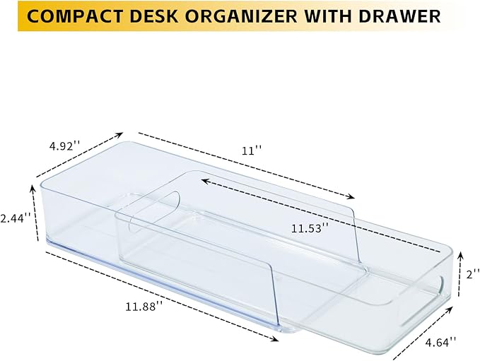 3 Tier Stackable Storage Drawer Organizer, Clear, Small | Plastic, Narrow Pull Out Container, For Under Sink, Corner, Kitchen Cabinet, Coffee bar, Pantry, Laundry, Countertop - Image 3