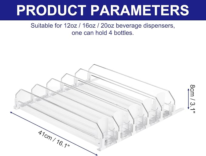 uxcell 5pcs Drink Organizer for Refrigerator, Self-Pushing Soda Can Organizer Width Adjustable Drink Dispenser Beverage Pusher for Fridge Pantry, White - Image 2