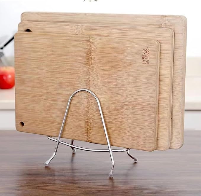 2 Pack Cutting Board Rack Stainless Steel Wire Type Cutting Board Holder Stand Organizer Storage for Wooden Cutting Boards Bamboo Chopping Board Pot Cover Pan Lid Countertop Kitchen - Image 5