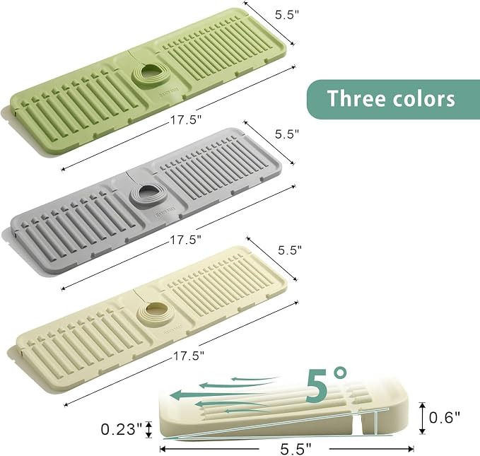 Kitlers Silicone Edge Protectors - Multifunction Sink Accessories, Splash Guard & Draining Mat for Kitchen, Bathroom Sink, Steel, Granite, Quartz Countertops(Transparent) - Image 2