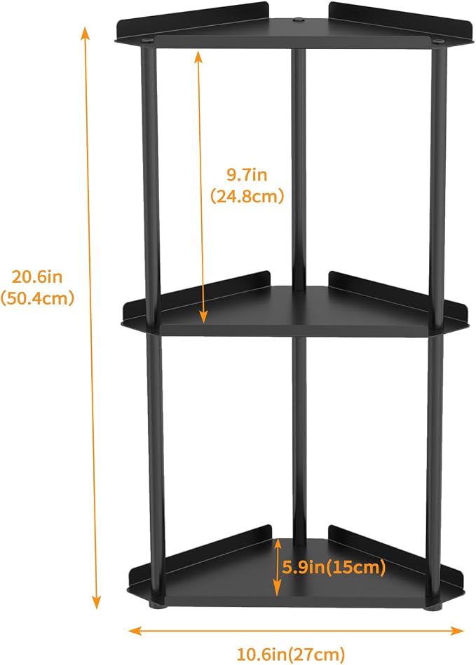 Jesginboo 3 Tier Bathroom Counter Organizer, Vanity Organizer Corner Shelf | Skincare, Makeup Countertop Organizers, Kitchen, Bathroom Counter Storage, Black - Image 3