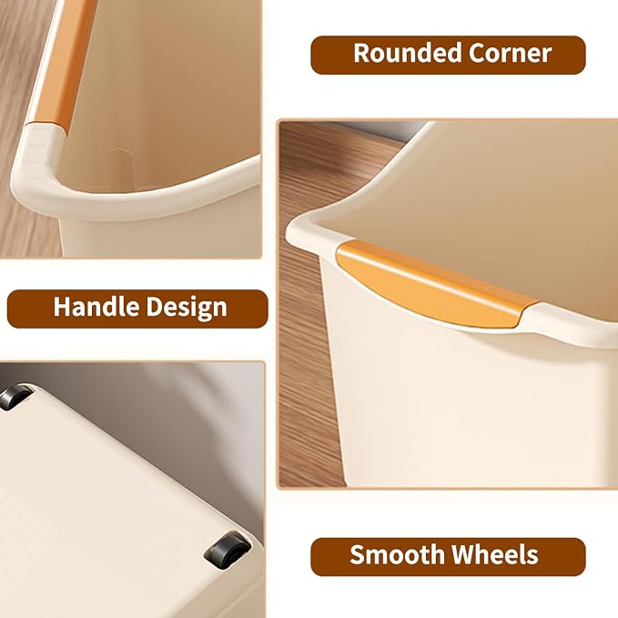 2 Pack Roll Out Plastic Organizer Bins, Tall Under Sink Organizer with Handle for Kitchen, Bathroom and Pantry, Multi-purpose Slim Storage Bin On Wheels, Laundry Room Organizers and Storage - Image 3