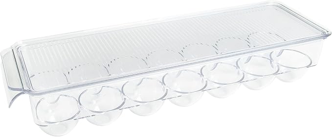 Kitchen Spaces KSEG12-AMZ Egg Tray 14pc Stackable Food Storage Organizer for Refrigerator, 14.5" x 3" x 4.5", Clear by KitchenSpaces