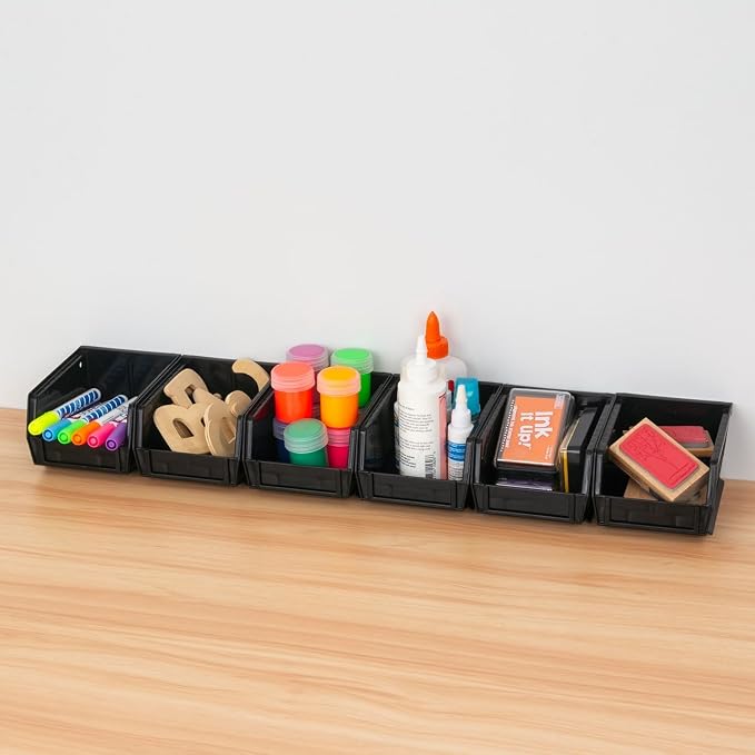 Akro-Mils 30210 AkroBins Plastic Storage Bins, Space-Saving Stackable Bins for Garage, Pantry, Craft Organization, 5" x 4" x 3", Black, 6-Pack - Image 9