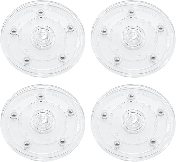 4Pcs Clear Acrylic Lazy Susan 4 Inch Turntable Organizer Bearings | Mini Lazy Susan, Small Lazy Susan Turntable, 360° Rotating Swivel Plate for Spice Rack, Cosmetic, Cake, Pantry, DIY Display by Adyoney