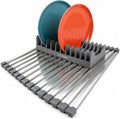 Large Aluminum Roll Up Dish Drying Rack 20.5" x 13" with Dish Holder | Square aluminum bars, Available in 3 sizes & 2 colors, Rolls up for easy storage, Removable dish holder, Heat resistant by Unknown