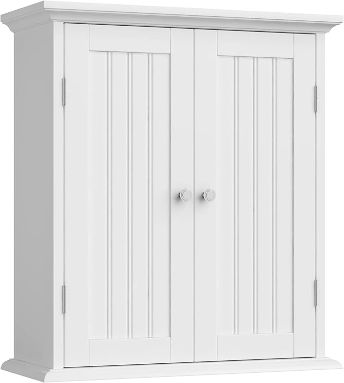 ChooChoo Bathroom Wall Cabinet with 2 Doors, Over The Toilet | 8.8"D x 21.1"W x 24"H, Medicine Cabinet, Adjustable Shelves, Cupboard, White by ChooChoo