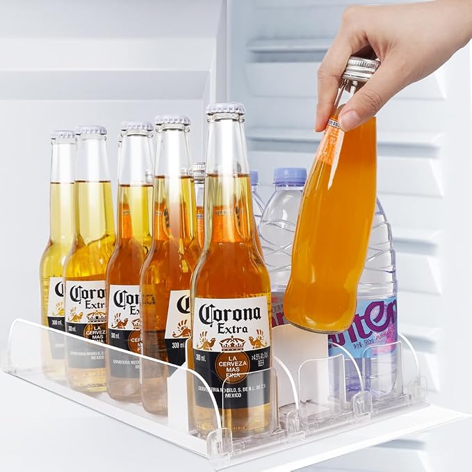 Stackable Soda Can Organizer for Refrigerator, Automatic Drink Dispenser with Pusher, Holds 25–30 Cans, 3 Row Fridge Organizer, Adjustable Beverage Rack, Easy Access Storage by SOLY