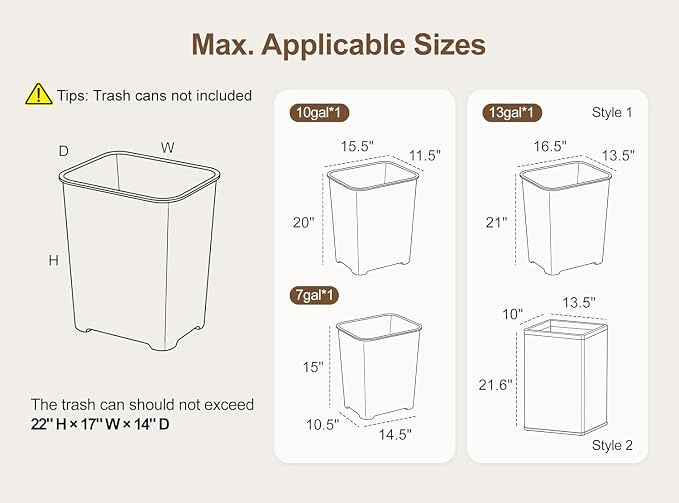 ZIFTY Pull Out Trash Can Cabinet for 13 Gallon Bin, Laundry Hamper, Black | Pet Proof, Freestanding Kitchen Cabinet, Hideaway Drawer, Wooden Garbage Recycling, Modern Farmhouse Waste Bin Furniture - Image 4