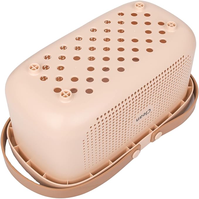 JiatuA Plastic Storage Basket with Handle Portable Shower Caddy Tote Organizer Basket Bin for Bathroom Kitchen Dorm Room Bedroom, Pink | Sturdy Drainage Large Capacity Organizer Basket with Silicone Handles for Bathroom Kitchen Bedroom College Dorm Ess... - Image 3