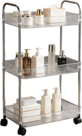 Sooyee Clear 3-Tier Plastic Rolling Utility Cart with Wheels | Multi-Functional Storage Cart Trolley, For Office, Bathroom,Living Room, Kitchen, Movable Storage Organizer by Sooyee