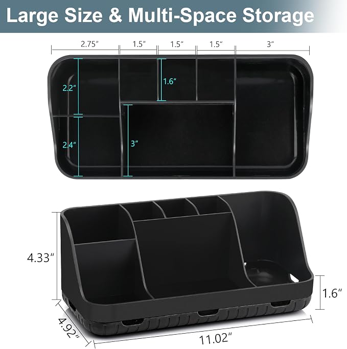 GFWARE Black Toothbrush Holder - 7 Slots Bathroom Organizer Countertop with Drainage Matte Black Electric Toothbrush and Toothpaste Holder for Bathroom Accessories Organization Vanity Sink Storage | Detachable 7 Slots Matte Black Kid Electric Toothbrus... - Image 7