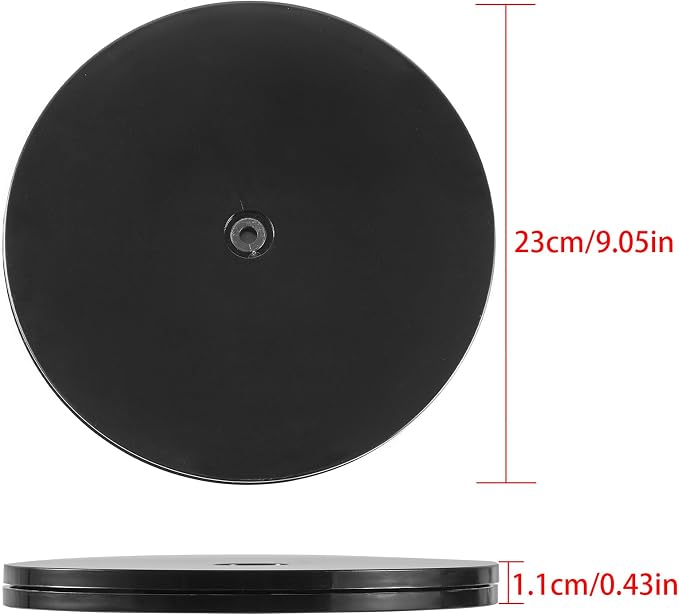 HSTECH 9” Lazy Susan Turntable Black Acrylic Ball Bearing Rotating Tray for Spice Rack Table Cake Kitchen Pantry Decorating TV Laptop Computer Monitor, 50-lb Load Capacity (360˚ Rotation) - Image 2