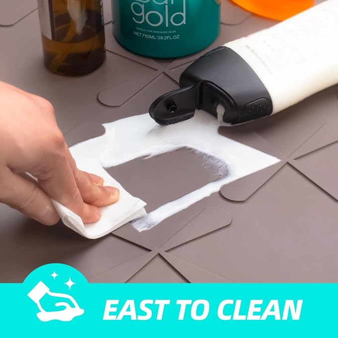 Waterproof Under Sink Mat 25" x 22" Silicone Mat Cabinet Protector | Heavy Duty Kitchen Cabinet Liner, Easy Press Drain, Home Essentials for Pet Feeding, Boots, Bathroom, Organizers & Storage - Image 6