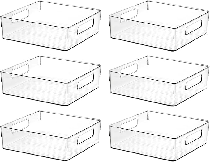 Clear Plastic Storage Bins, Pantry Organizers and Storage or Kitchen Organization and Storage Containers Bins for Organizing, Fridge, Freezer, Bathroom, Pantries, Refrigerator, Cabinet Organizer Bin by ShelfShaper