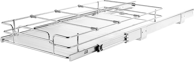 VEVOR 12.5"Wx16.5"Dx3.5"H Pull Out Cabinet Organizer, Heavy Duty Slide Out Pantry Shelves, Chrome-Plated Steel Roll Out Drawers Storage, for Home, Under Sink, 14"Wx17.5"Dx7"H Install Size for Cabinet - Image 10