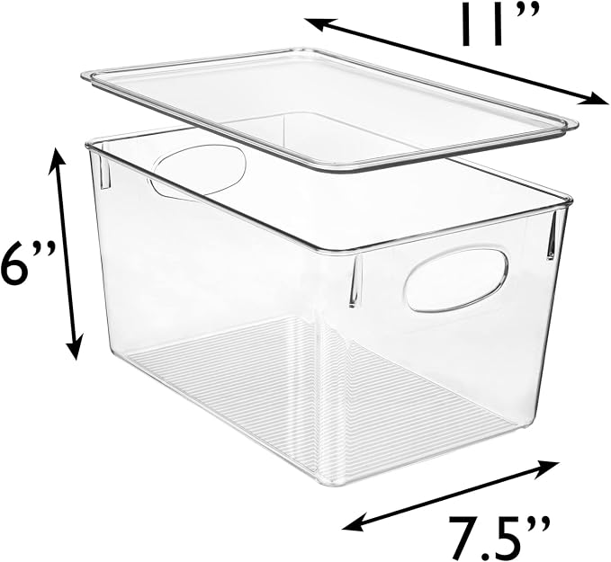 CLEARSPACE Plastic Storage Bins With lids – Perfect Kitchen Fridge Organizer, Pantry Organization, Cabinet Organizers (8 Pack) | Plastic storage bin with lid for pantry organization, refrigerator storage, and kitchen organization - Image 6