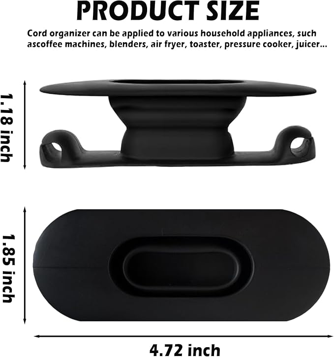 Upgraded Silicone Cord Organizer for Kitchen Appliances, 3 Pack, Black | Stick-On Power Cord Wrapper for Mixers, Coffee Makers & Pressure Cookers, Durable Wire Holder & Cable Management Solution - Image 6