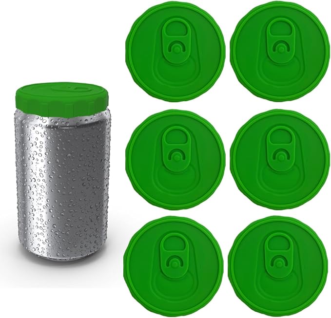 Silicone Soda Can Lids, 6 Pack Reusable Silicone Can Covers, Can Stopper or Protector For Soda, Beer, Drink, Juice, Coke, Beverage, Fits Standard Cans by Hoimoto