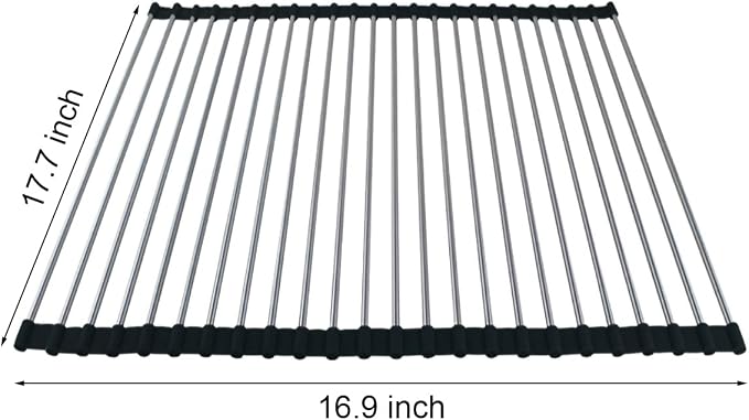 Ahyuan Roll up Dish Drying Rack Over The Sink Kitchen Roll up Sink Drying Rack Portable Dish Drainer Foldable Dish Drying Rack (Black, 17.8''X15.8'') - Image 5