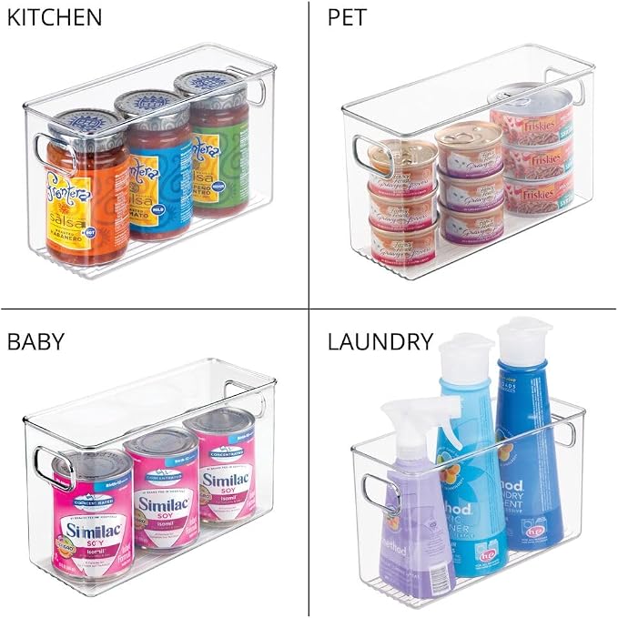 iDesign Slim Clear Plastic Storage Bin, Tall Narrow, 4-Pack | Organizer for Kitchen, Fridge, Pantry - Image 3