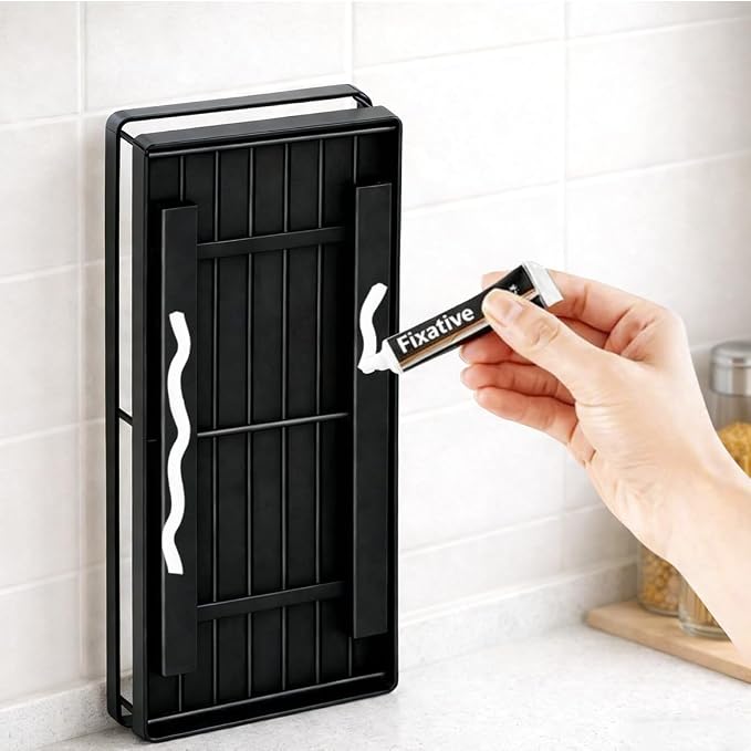 Pull Out Cabinet Organizer, 1-Tier Metal Slide Out Basket | Black metal mesh basket, smooth slide-out rail, no-drill adhesive setup, for frameless kitchen cabinets and pantry storage - Image 6
