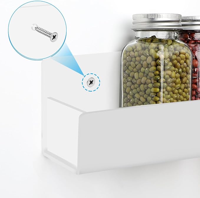 9 Inch Acrylic Spice Rack Wall Mount, White, 2 Pack | Wall Mount, Hanging Seasoning Rack Organizer, For Cabinet Door, Cupboard or Wall Kitchen, Adhesive or Screw - Image 8