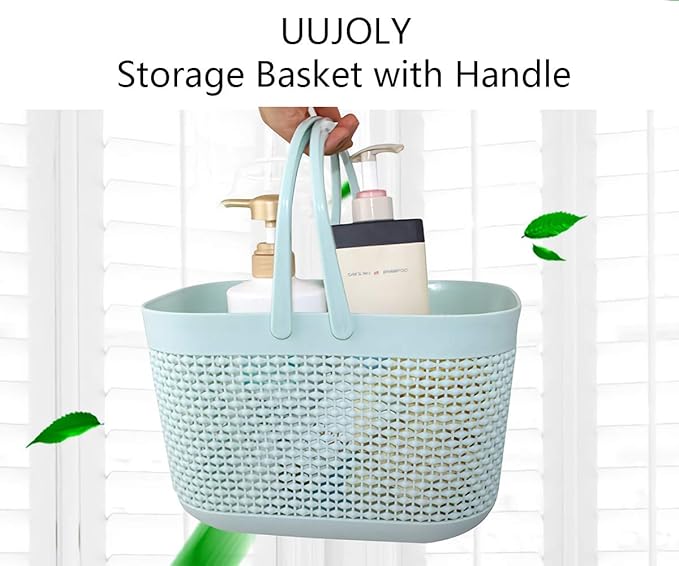 Plastic Portable Shower Caddy Basket, Storage Organizer with Handle, Blue | Bottom Drain Holes, Keep Dry, Sturdy and Durable, Easy to Carry for Bathroom, Kitchen, Dorm Room, RV, College - Image 2
