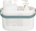 Plastic Portable Shower Caddy Basket, Storage Organizer with Handle, Green | Bottom Drain Holes, Keep Dry, Sturdy and Durable, Easy to Carry for Bathroom, Kitchen, Dorm Room, RV, College by UUJOLY