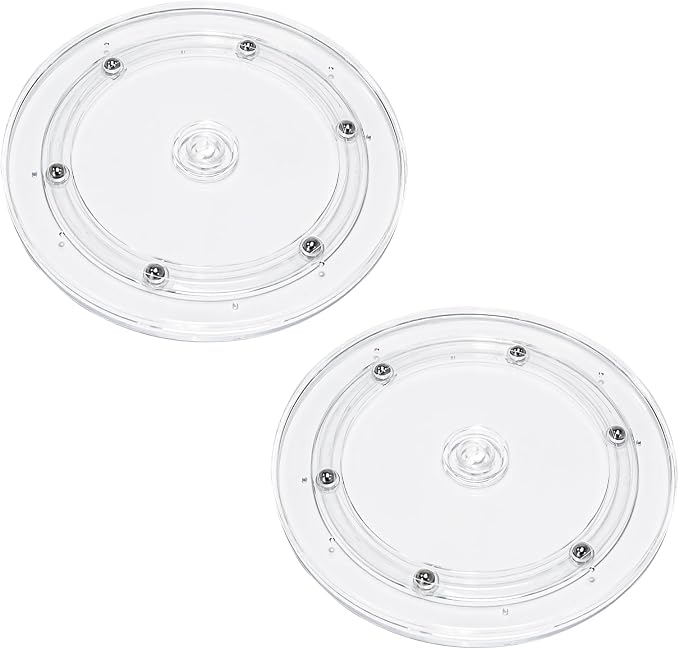 2Pcs Clear Acrylic Lazy Susan 7 Inch Turntable Organizer Bearings | Mini Lazy Susan, Small Lazy Susan Turntable, 360° Rotating Swivel Plate for Spice Rack, Cosmetic, Cake, Pantry, DIY Display by Adyoney