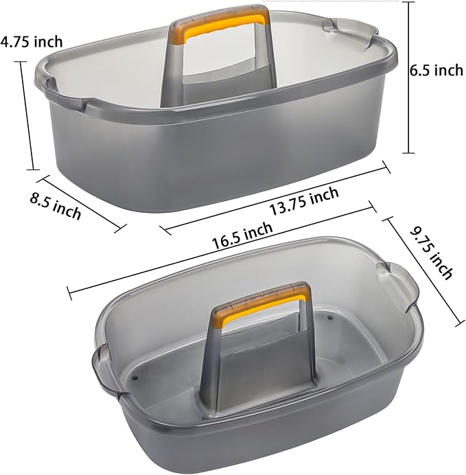 TOPZEA 2 Pack Cleaning Supplies Caddy, Plastic Large Cleaning Supply Storage Bucket with Handle, Portable Shower Tote Caddy Household Tools Organizer Baskets for Bathroom, Kitchen Under Sink - Image 2