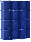 AWTATOS Cube Storage Organizer Closet Organizers 12 Cube Storage Shelves | Protable Closet for Kids DIY Stackable Cube Shelves Bookshelf Clothes Organizer for Bedroom, Home, Admiral Blue by AWTATOS