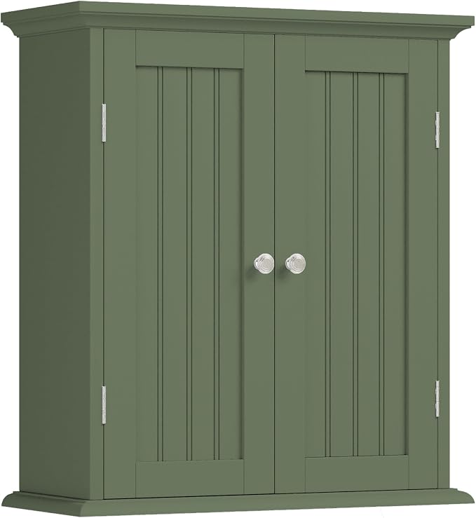 ChooChoo Bathroom Wall Cabinet with 2 Doors, Over The Toilet | 8.8"D x 21.1"W x 24"H, Medicine Cabinet, Adjustable Shelves, Cupboard, Green by ChooChoo
