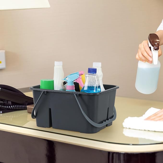 Plastic Portable Cleaning Caddy Organizer Tote with 4 Compartment | Commercial Cleaning Tool Storage Caddy with Handle - Image 6