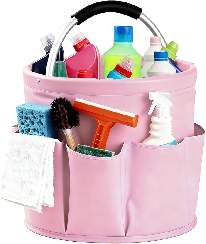 Cleaning Caddy with Handle, for Cleaning Supplies Organizer Bucket | Foldable Storage Tote with 6 Pockets,17L Large Capacity Basket for Household Organizer,Laundry Room,Bathroom & Home by Unknown