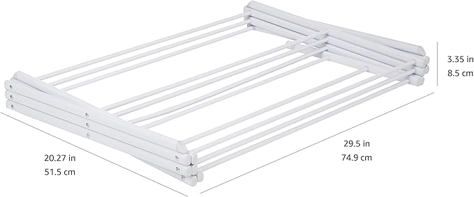 Amazon Basics Foldable Portable Clothes Drying Rack for Indoor Air Drying, Collapsible Design, 14.5" D x 29.5" W x 41.8" H, White - Image 5