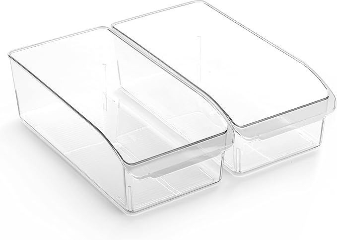 BINO | Plastic Storage Bins, Small | THE CURVE COLLECTION | Multi-Use Organizer Bins | Storage Containers Kitchen, Pantry and Home Organization | Fridge Organizers | Pantry Organization by BINO