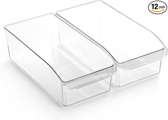 BINO | Plastic Storage Bins, Small | THE CURVE COLLECTION | Multi-Use Organizer Bins | Storage Containers Kitchen, Pantry and Home Organization | Fridge Organizers | Pantry Organization (Pack of 12) by BINO