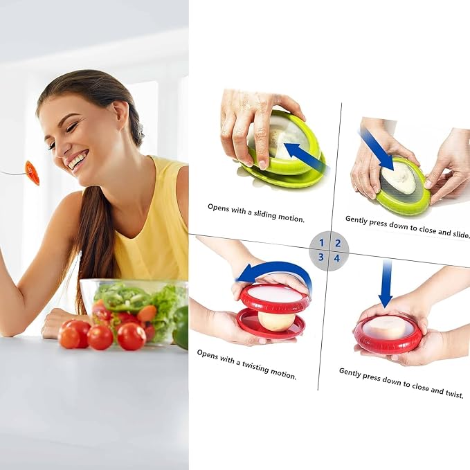 Avocado Preserver, Half Cut Fruit Container - Reusable Kitchen Tool for Refrigerator Onion Storage - Cheese, Lemon, Vegetables, Tomatoes, Fruit Gripper - Image 6