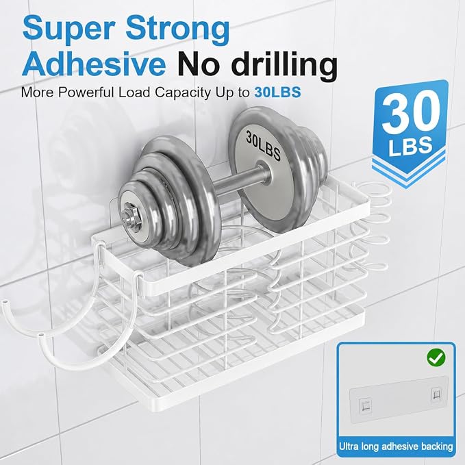 2026 Upgraded 3-in-1 Universal Hair Tool Organizer, L Size, White | Adjustable Height Metal Hair Dryer Holder, Wall Mounted, Over Cabinet Door, Countertop, Bathroom Storage - Image 6