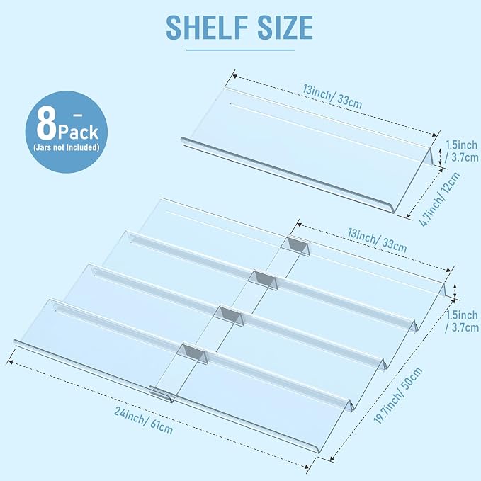 Spice Drawer Organizer 4 Tier, Acrylic Seasoning Organizer Rack, Large | Clear Spice Rack Tray, Kitchen Seasoning Jars Drawers Insert (Jars Not Included/ Expandable From 13" to 26") - Image 2