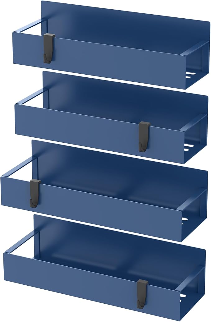 Metal Magnetic Spice Rack for Refrigerator Royal Blue, 4 Pack | Magnetic Shelves Heavy Duty for Fridge in Kitchen, Seasoning Storage Organizer, For Oven Washer and Dryer, For Heavier Items - Image 6