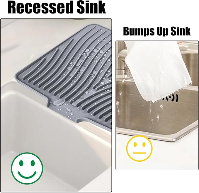 TIKNIK Silicone Dish Drying Mat for Kitchen Counter, Grey-1pcs, 20" x 15" | Heat Resistant & Non-Slip Dish Drain Pad with Built-In Drain, Dishwasher Safe, Quick-Dry, Hangable & Roll-Up for Storage - Image 8