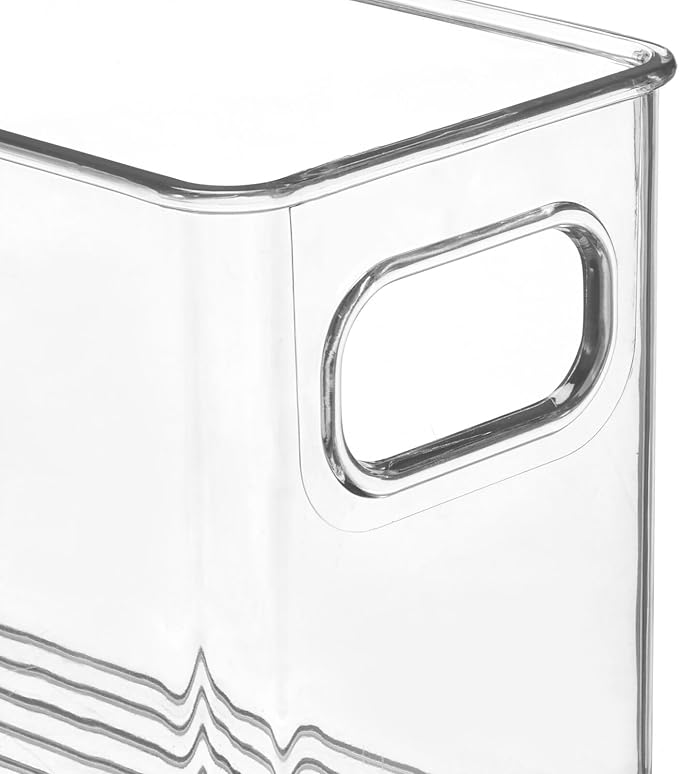 mDesign Plastic Kitchen Organizer - Storage Holder Bin with Handles for Pantry, Cupboard, Cabinet, Fridge/Freezer, Shelves, and Counter - Holds Canned Food, Snacks - 2 Pack - Clear - Image 5