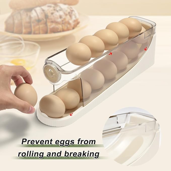 egg holder for fridge-Auto Rolling Fridge Egg Organizer,egg dispenser for refrigerator,Egg preservation rack,Egg Storage Rack for Kitchen,egg container refrigerator (maize-yellow, 2pcs) - Image 4