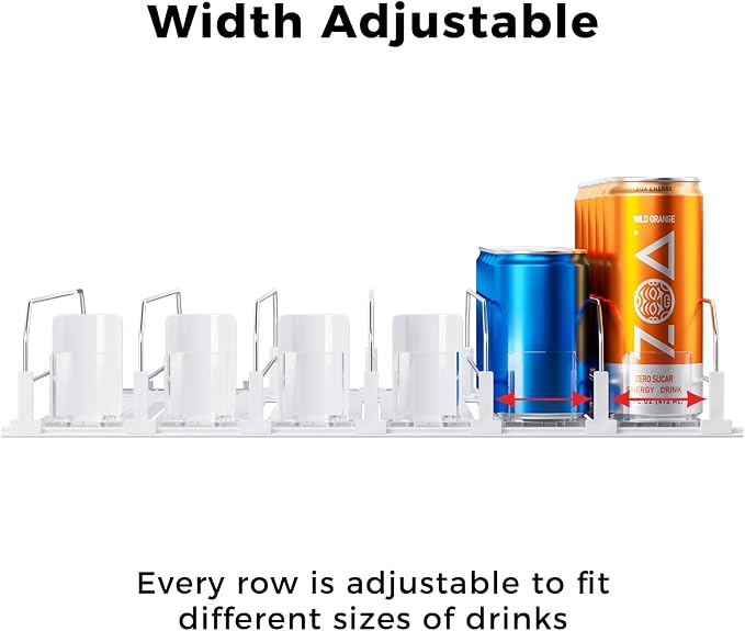 Puricon Drink Organizer for Fridge, Soda Can Organizer -6 Rows, White | Self-Pushing Spring-Loaded Drink Dispenser for Refrigerator, Holds Soda, Beer & Water Bottles Neatly in Rows - Image 3