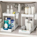 Undersink Organizer, 2-Tier Under Sink Storage Rack with Sliding Drawers for Kitchen Bathroom Cabinets, Pull Out Organizer for Pantry, Laundry Room & Closet Organization - 2 Pack, White by Unknown